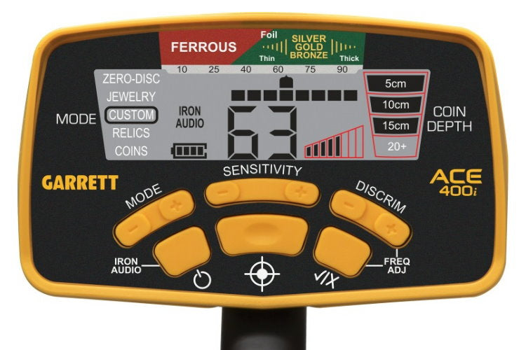 Garrett ACE 400i+ Metalldetektor Display