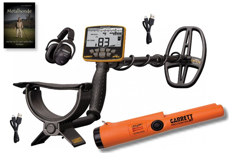 Garrett ACE APEX Metalldetektor mit Funkkopfhörer & Pinpointer PRO-Pointer AT Z-Lynk & Schatzsucherhandbuch