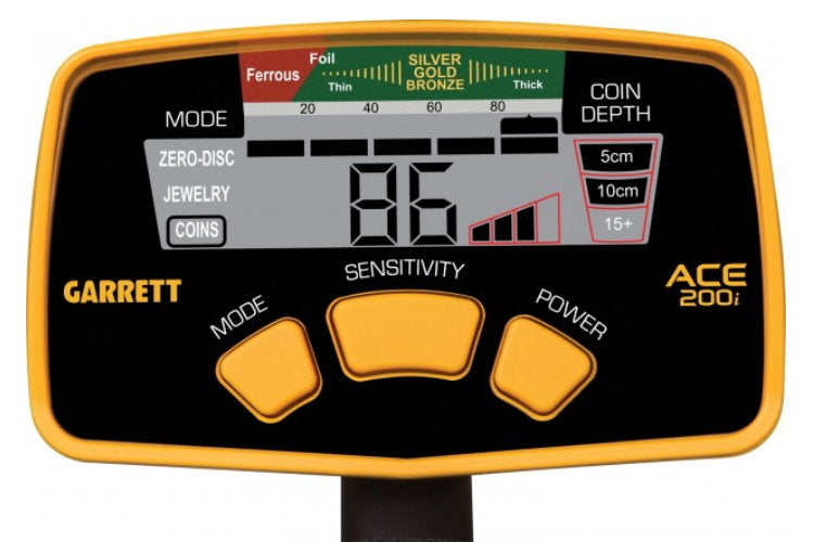 Garrett ACE 200i+ Metalldetektor Display