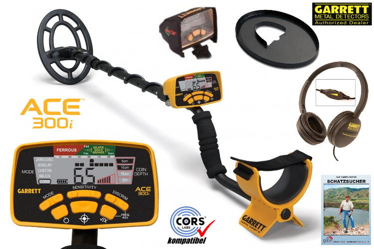 Garrett ACE 300i+ Metalldetektor ProfiSet & Klappspaten (schwarz)