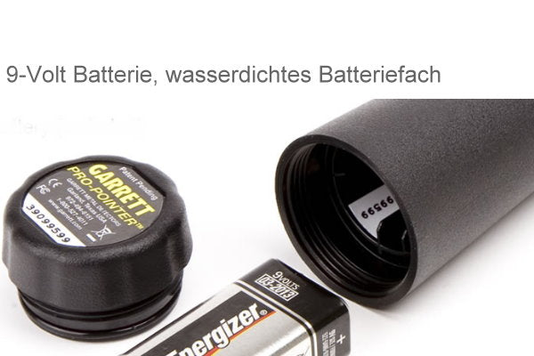9-Volt Batterie, wasserdichtes Batteriefach